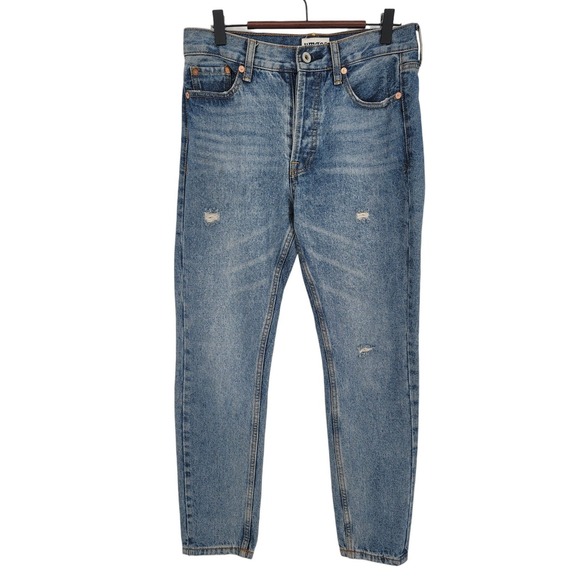 Umgee Denim - UMGEE Jeans Women's 26 High Rise Skinny Distressed Light Wash Button Fly‎ Denim